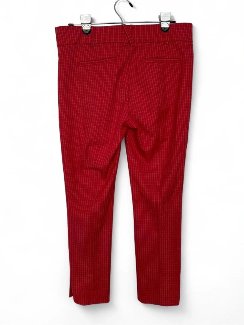 Anthropologie The Essential Slim Pants Size 6 Red Gingham Plaid Grid Pattern